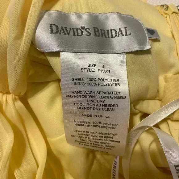 David’s Bridal | Bridesmaids Dress | Knee Length | Size 4 | Color: Canary - Picture 8 of 9